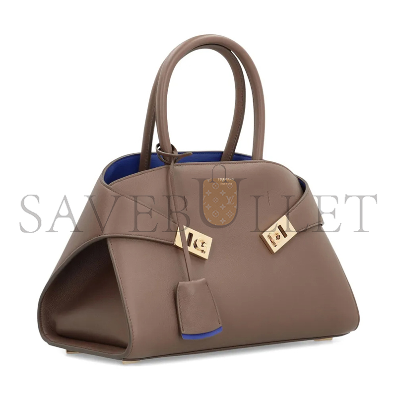 FERRAGAMO SMALL HUG LEATHER TOTE BAG 215608 02 (31.5*22*19cm)